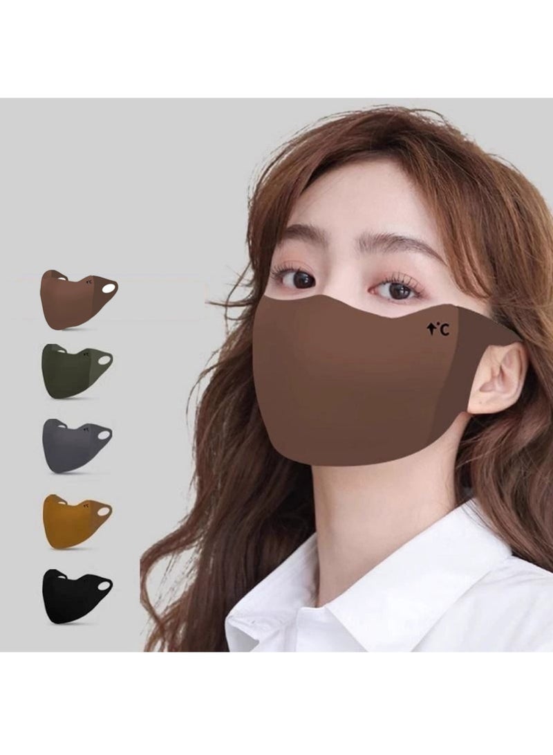 يوجي 5PCS القماش قابلة لإعادة الاستخدام قناع الوجه 3D التركيب مقاوم للرياح مقاوم للغبار الطقس البارد الحرارة التنفس قناع النسيج القابل للغسيل للرياضة في الهواء الطلق نصف الوجه Earloop - Image 1